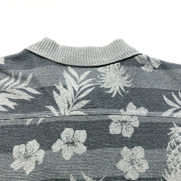 Tommy Bahama Polo T-Shirt Tropical Hawaiian Short Sleeve Stripe Gray Heavy L - Picture 6 of 12